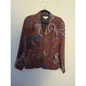 Coldwater Creek Red Paisley Peplum Jacket Sz L